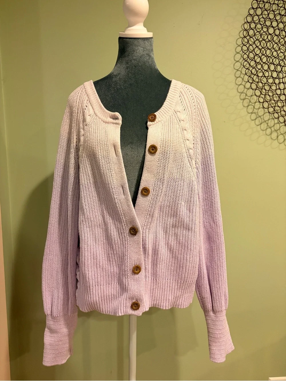 Universal Thread Lavender Chunky Knit Button Cardigan Sweater Size L